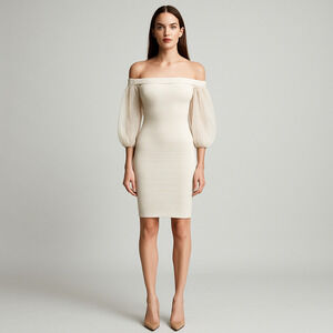 Siren White Sheer Long Sleeve Cocktail Dress
